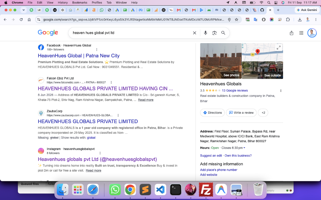 Google Search & Maps Business Listing for Heavenhues Globals